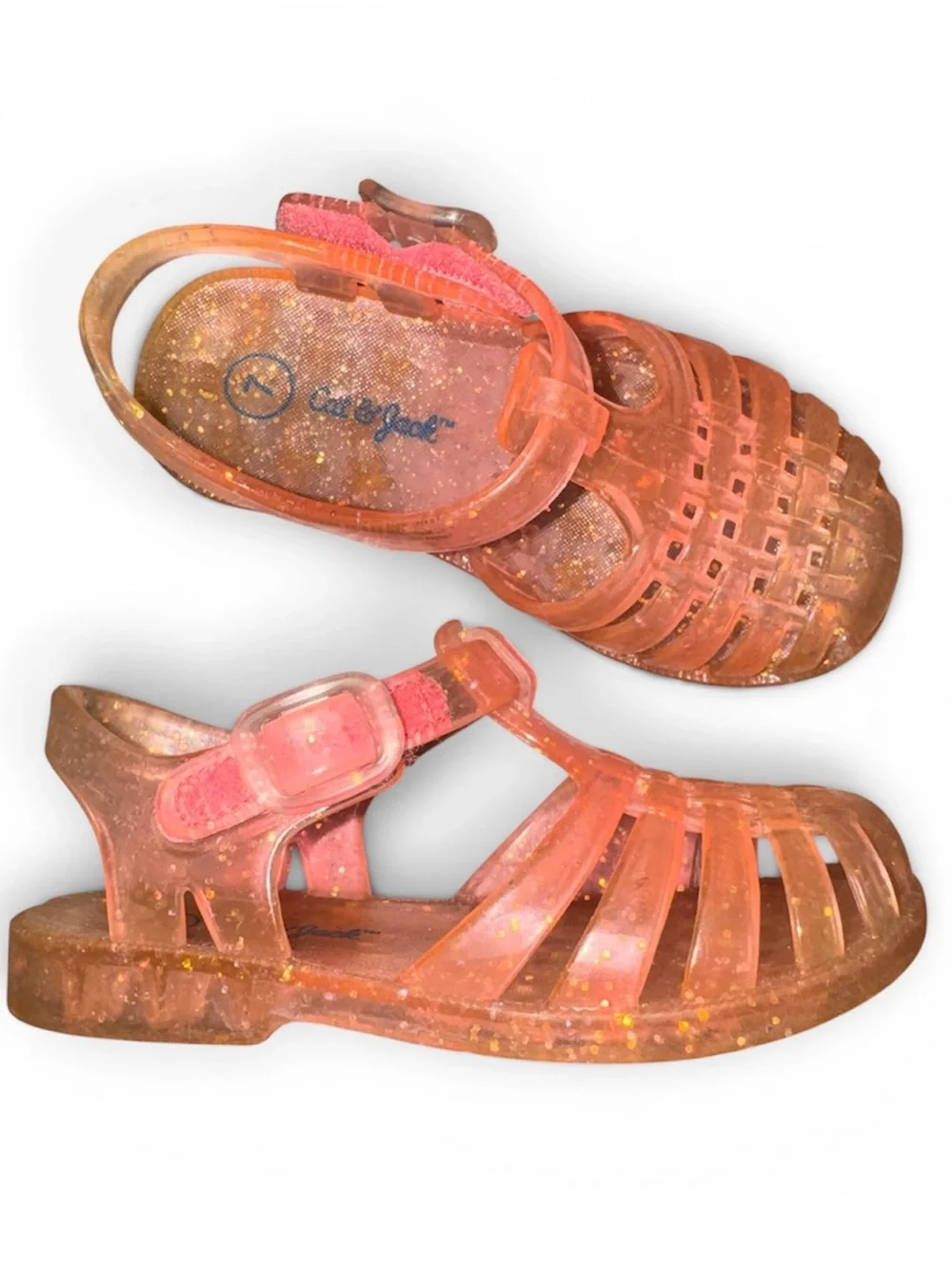 Kids Glitter Jelly Sandals - Pink/Orange